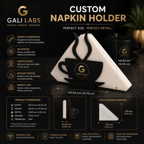 Custom Coffee Cup Napkin Holder | Personalized 3D Printed Table Napkin Dispenser