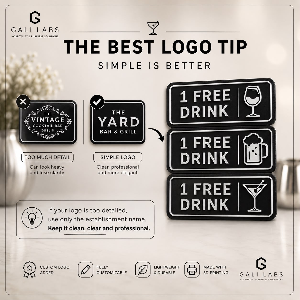 Personalized Free Drink Tokens | Custom Drink Voucher | Bar, Restaurant, Pub & Hotel Promotional Tokens