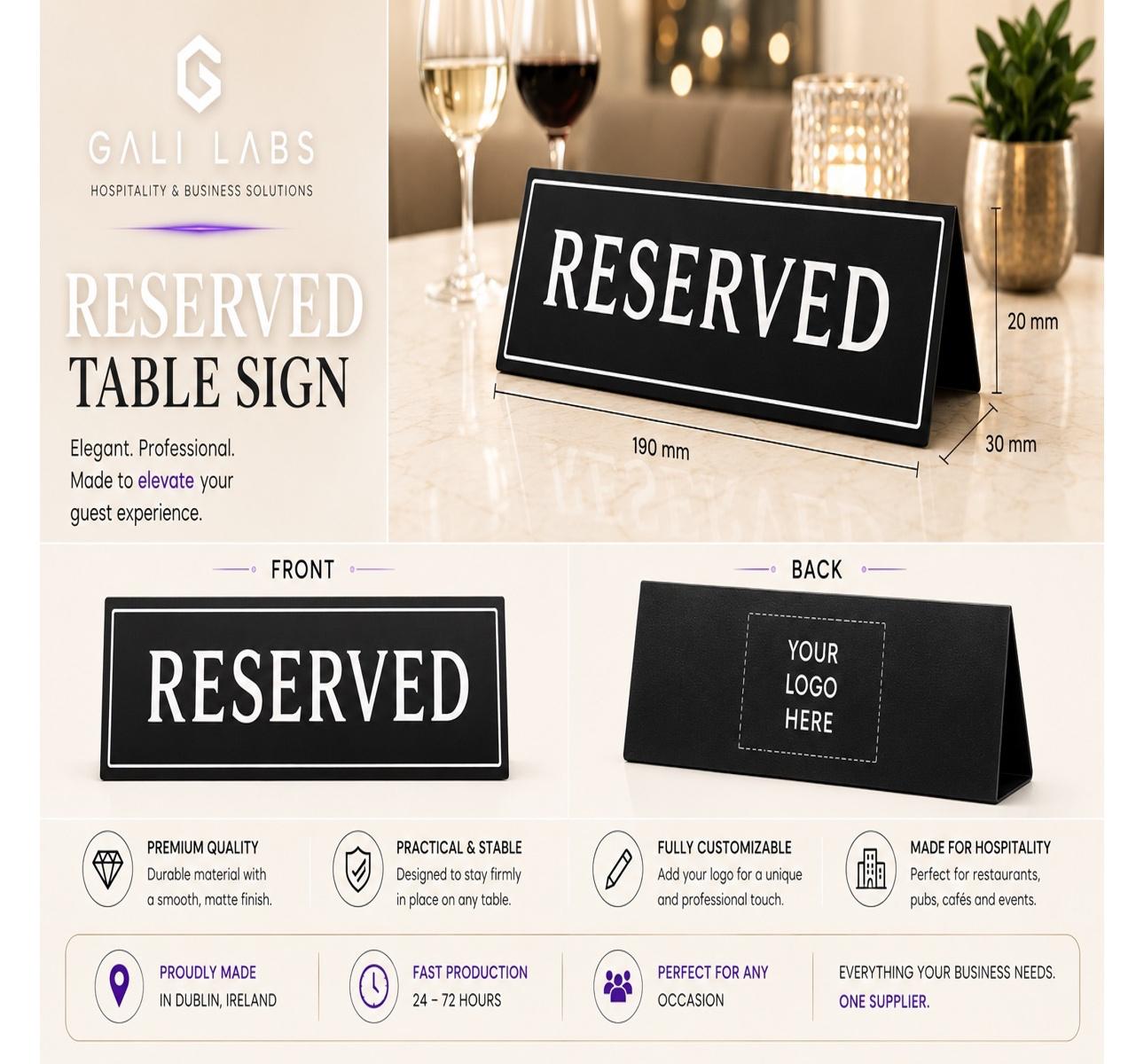 Personalized Reserved Table Sign | Custom Restaurant & Pub Table Reservation Sign | Hotel Reserved Plaque | Premium 3D Printed