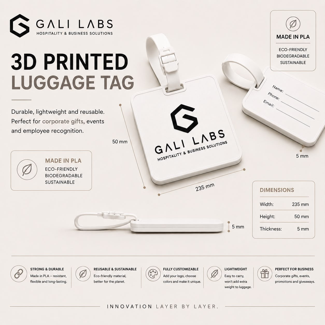 Custom Corporate Luggage Tags | 3D Printed in Ireland